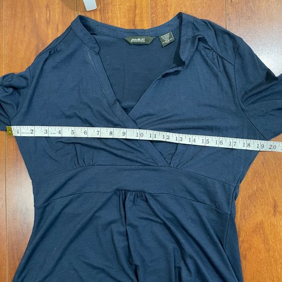 Eddie Bauer Empress Semi Pleated Fit and Flare Dress Blue Size M Petite - Picture 6 of 12